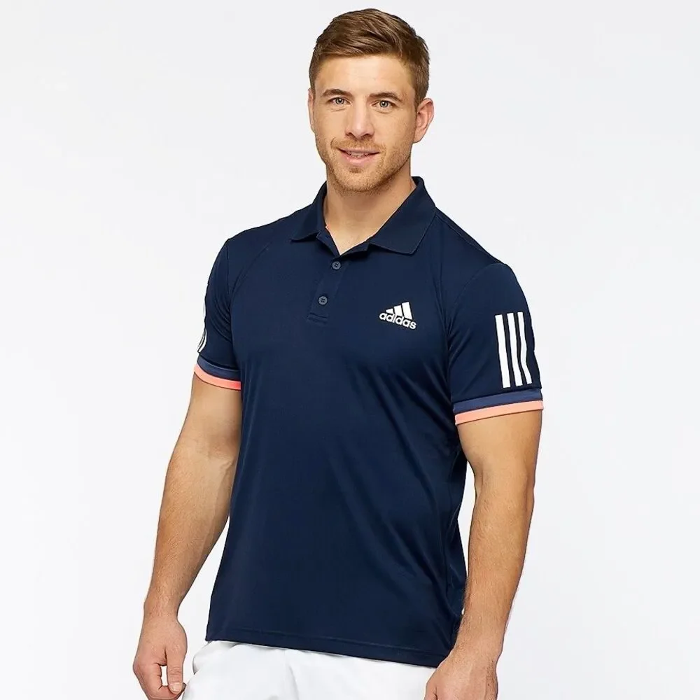 adidas Mens XL ClimaCool Club 3-Stripes Polo Shirt Navy Tennis Golf Athletic